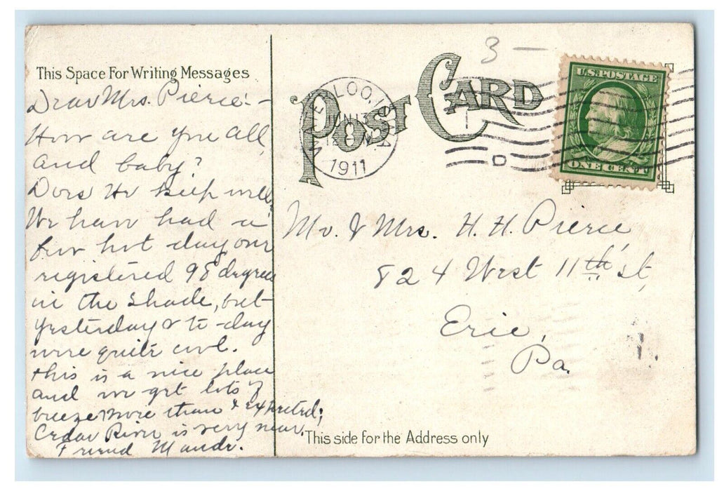 1911 East Side High And Manual Training School Waterloo Iowa IA Antique Postcard