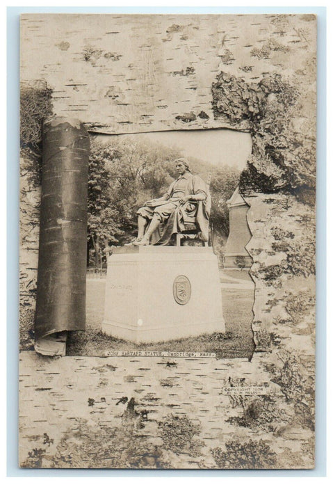 c1905 John Harvard Statue Cambridge Massachusetts MA RPPC Photo Antique Postcard