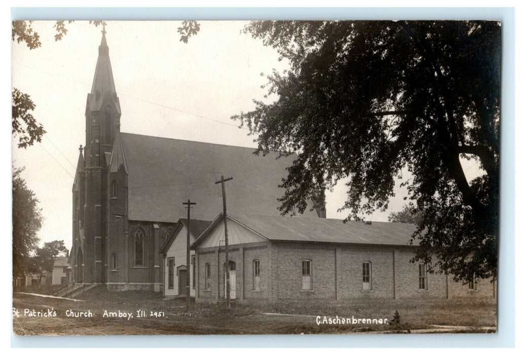 St. Patrick's Church Amboy Illinois c1910 RPPC Photo Antique Vintage Postcard