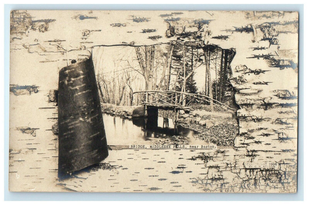 c1930's Bridge Middlesex Fells Near Boston Massachusetts MA RPPC Photo Postcard