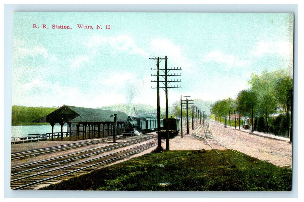 c1910s Railroad Station, Weirs New Hampshire NH Antique Unposted Postcard