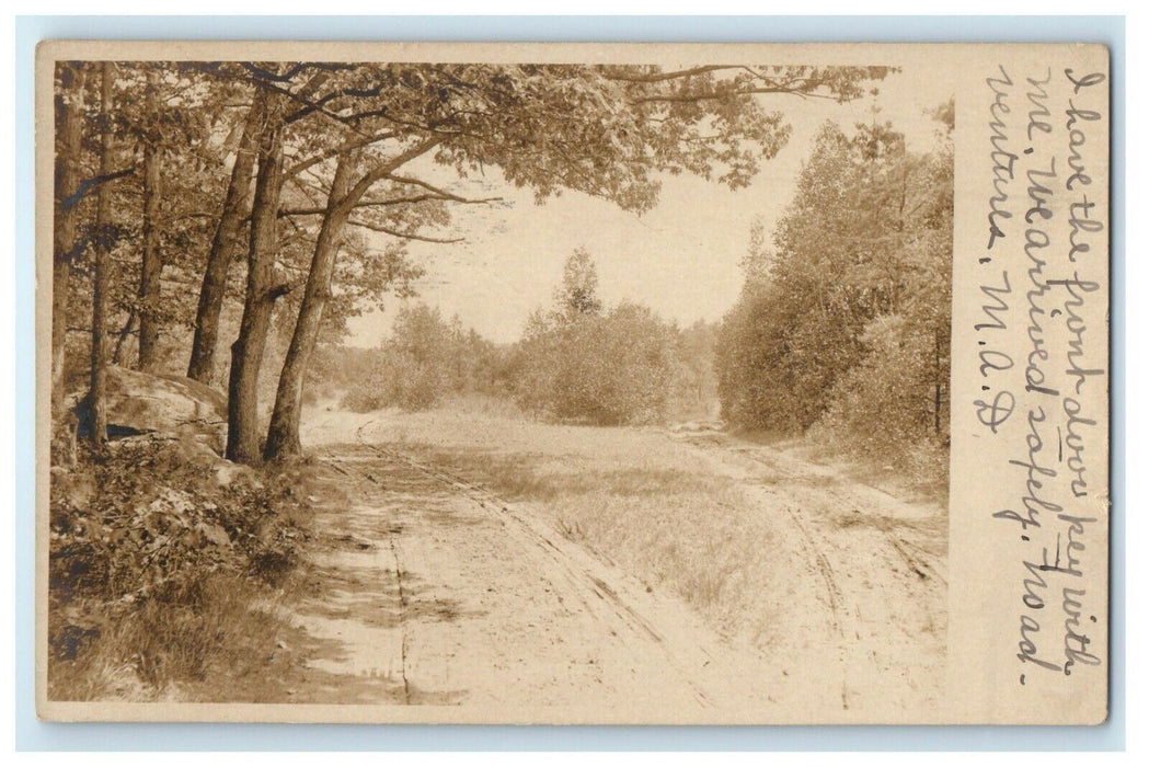 1907 View Of Road Dirt Rock Leicester Massachusetts MA RPPC Photo Postcard