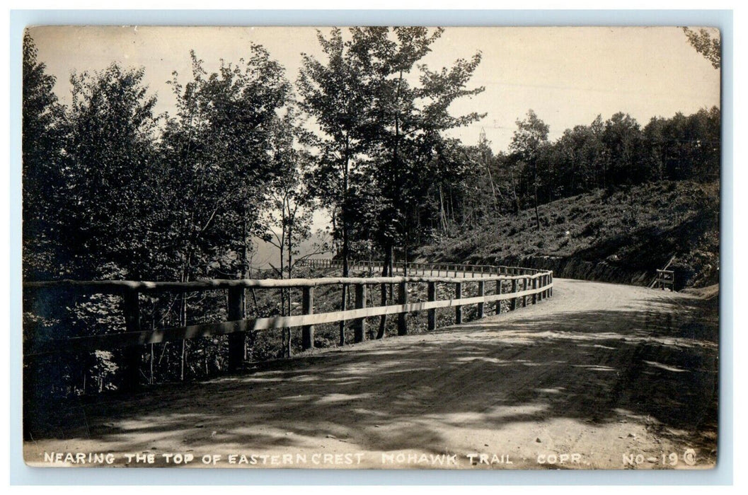 1914 Nearing The Top Of  East Crest Mohawk Trail MA RPPC Photo Antique Postcard