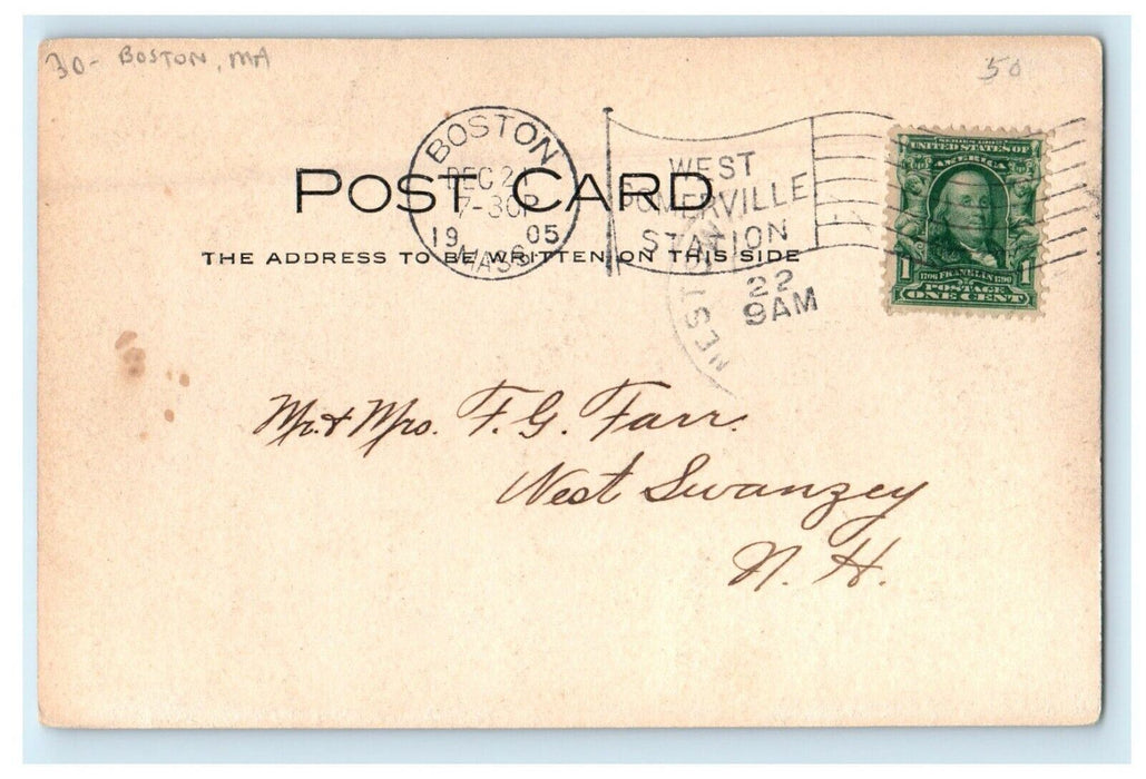 1905 Victorian House View Boston Massachusetts MA RPPC Photo Antique Postcard