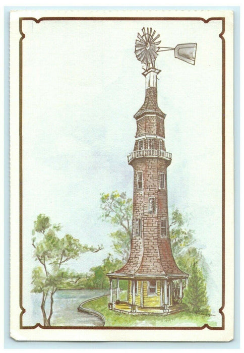 Country Mansion Dwight Illinois Windmill Vintage Postcard