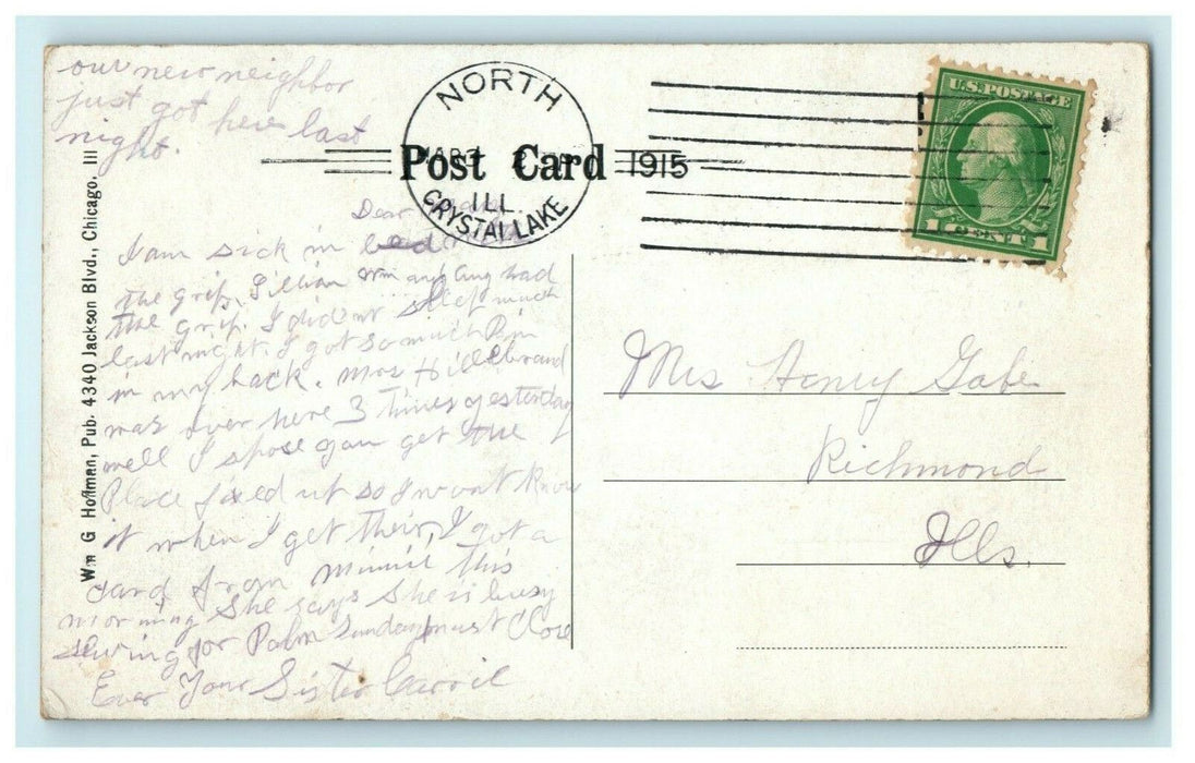 1915 Citizens State Bank Entrance Crystal Lake Illinois IL Antique Postcard