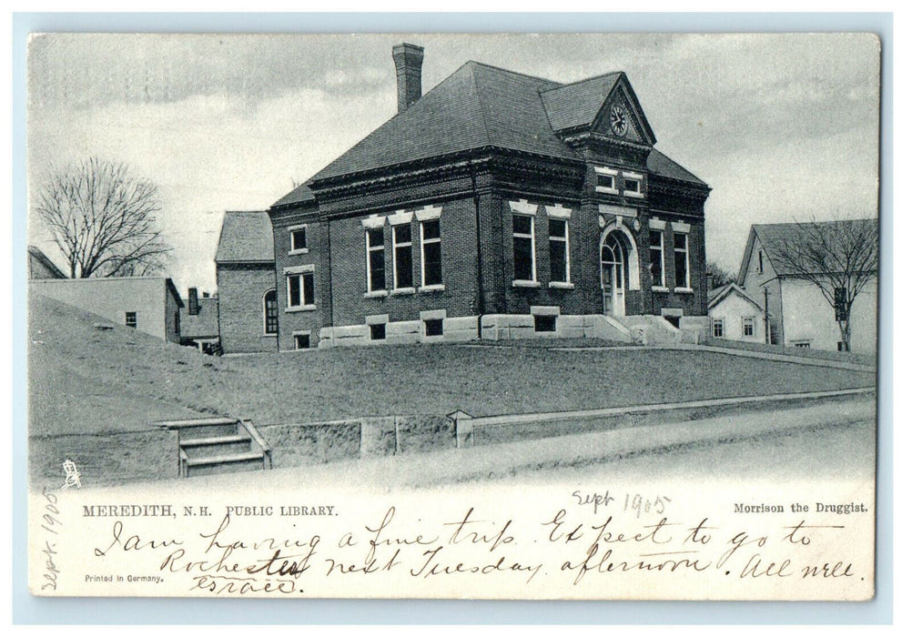 1905 Public Library Meredith New Hampshire NH Tuck Posted Postcard