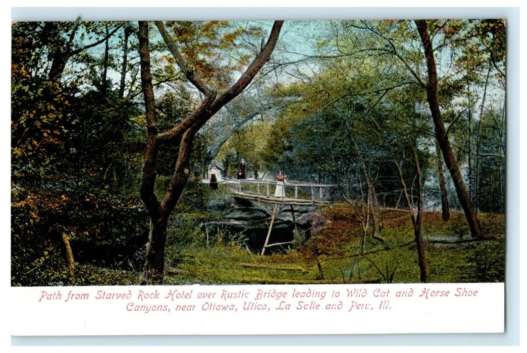 Path From Starved Rock Hotel Bridge Peru LaSaIle Illinois c1910 Antique Postcard