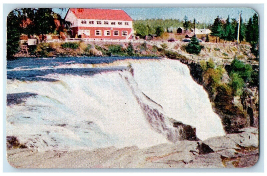 1954 Kakabeka Falls Hotel Ontario Canada Niagara Of The North Waterfall Postcard