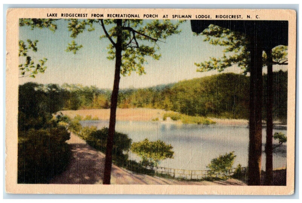 1957 Lake Ridgecrest Recreational Porch Spilman Lodge Ridgecrest NC Postcard