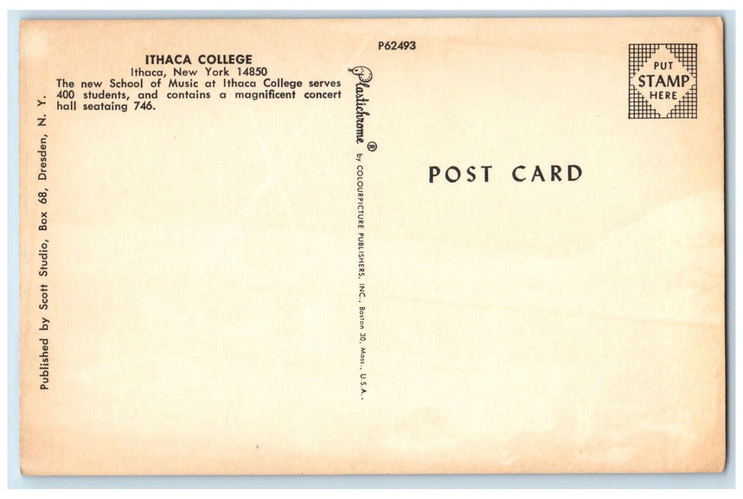 c1950's Planted Trees, School of Music, Ithaca College New York NY Postcard