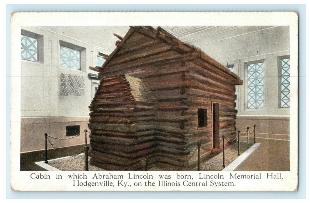 Abraham Lincoln's Cabin Illinois Central System Advertising Hodgenville Postcard