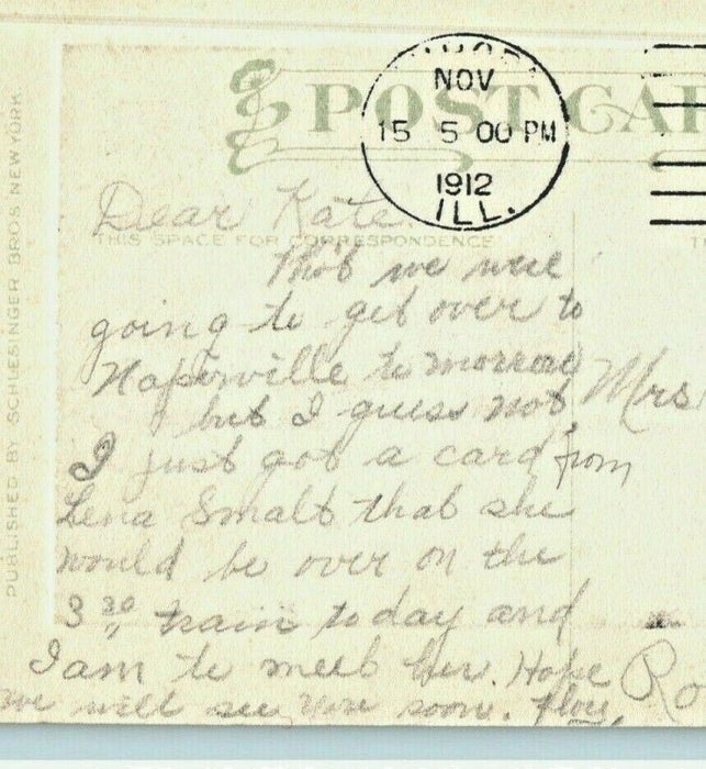 1912 Aurora Illinois IL Embossed Lake Scene Canoe Antique Postcard