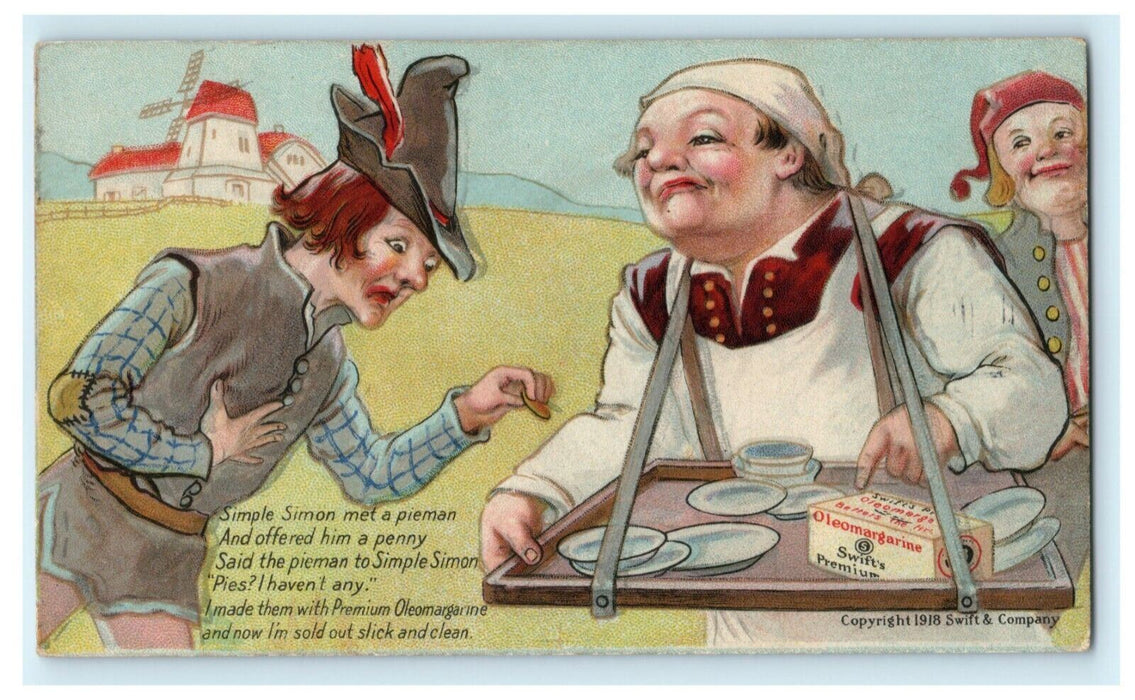 Swift's Oleomargarine 1918 Advertising Poem Funny Comic Antique Postcard