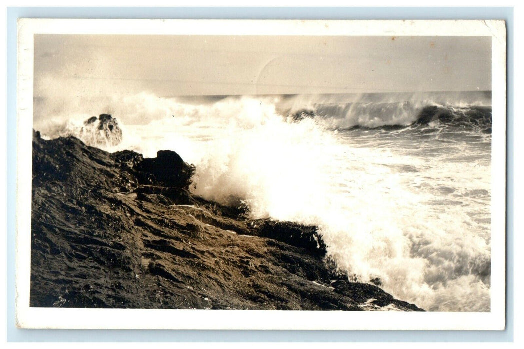 1934 View Of Beach Surf Gloucester Massachusetts MA RPPC Photo Vintage Postcard
