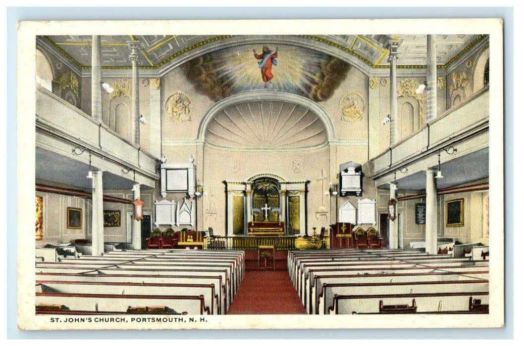 1948 St. John's Church Interior Portsmouth New Hampshire NH Antique Postcard