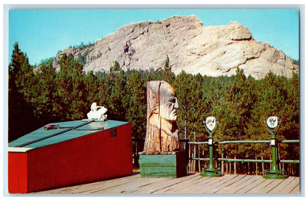 c1960's Crazy Horse Mountain Memorial Sioux Chief Monument Custer SD Postcard