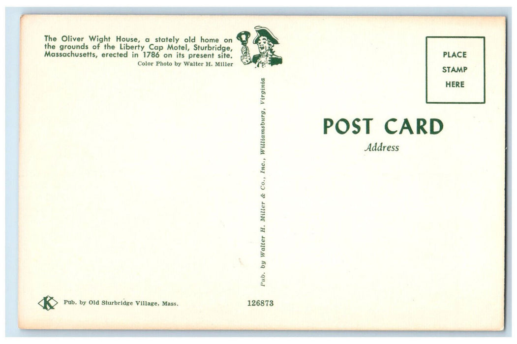 c1970's The Oliver Wight House, Sturbridge Massachusetts MA Vintage Postcard