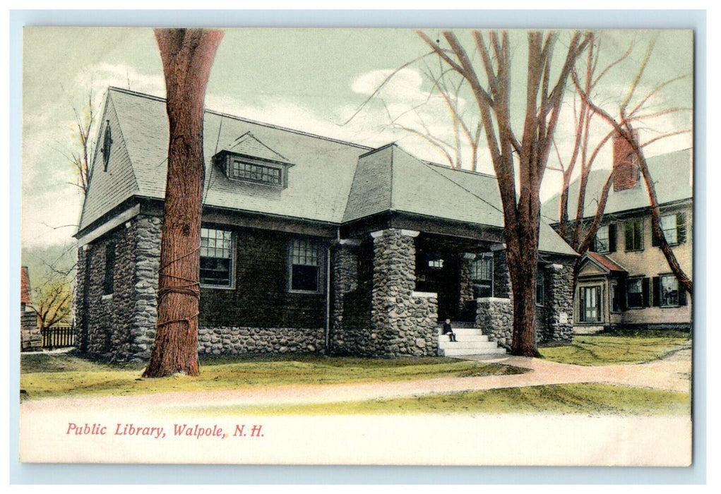 c1905s Public Library Walpole New Hampshire NH Antique Unposted Postcard