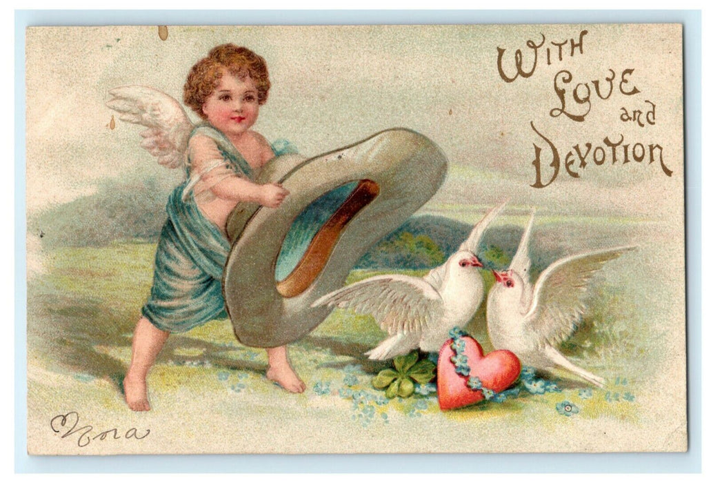 Clapsaddle Valentines Angel Cherub 1908 Mt. Holly Springs PA Antique Postcard