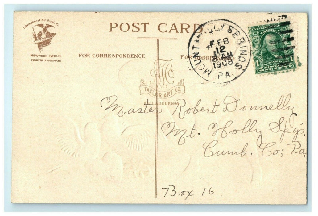 Clapsaddle Valentines Angel Cherub 1908 Mt. Holly Springs PA Antique Postcard