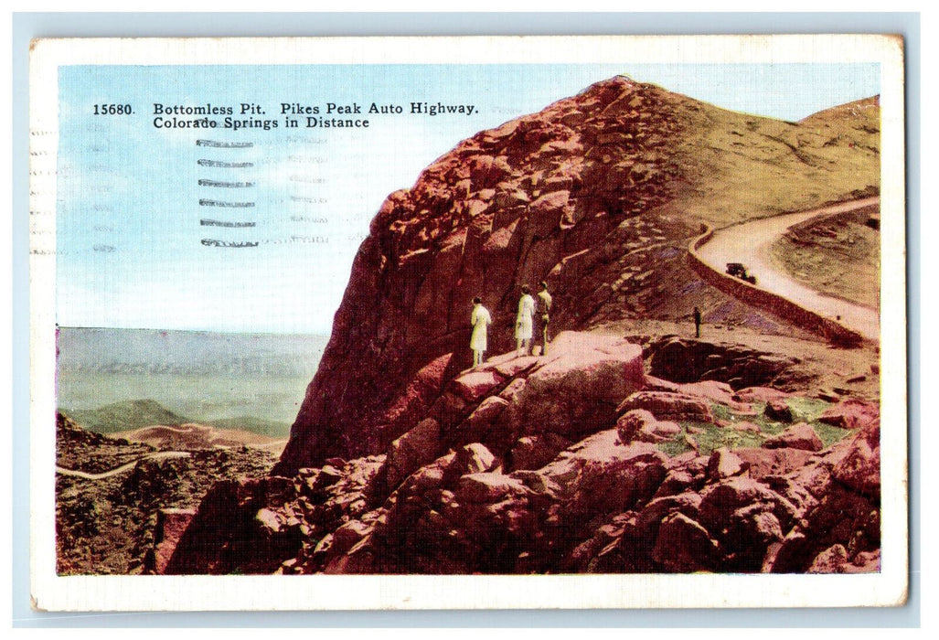 1951 Bottomless Pit, Pikes Peak Auto Highway Colorado Springs CO Posted Postcard