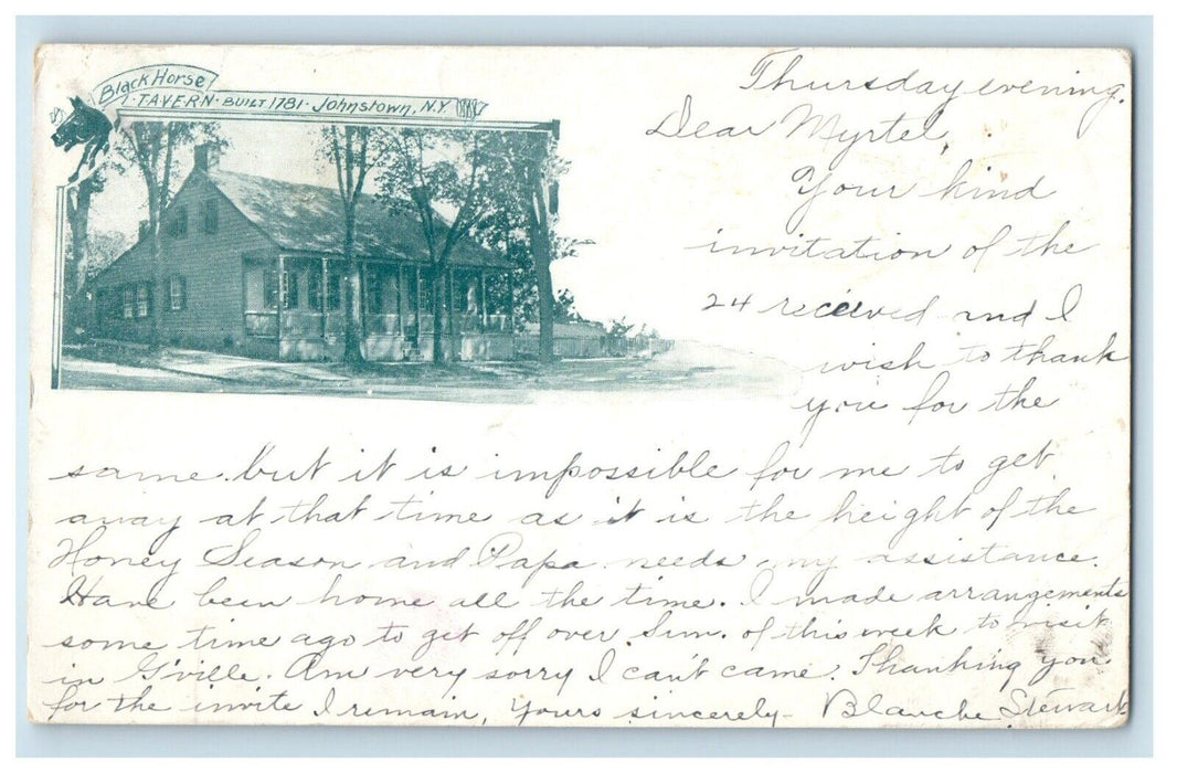1905 Black Horse Tavern Johnstown Sammonsville New York Posted NY Postcard