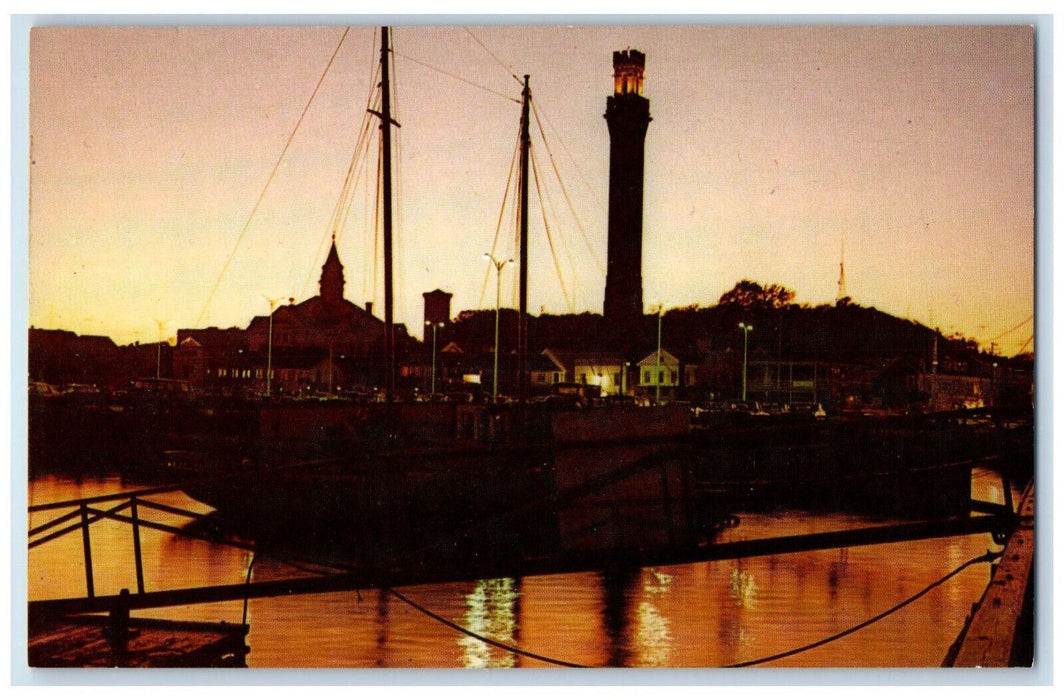 c1970's Boats on Landing Evening Scene at Provincetown on Cape Cod MA Postcard