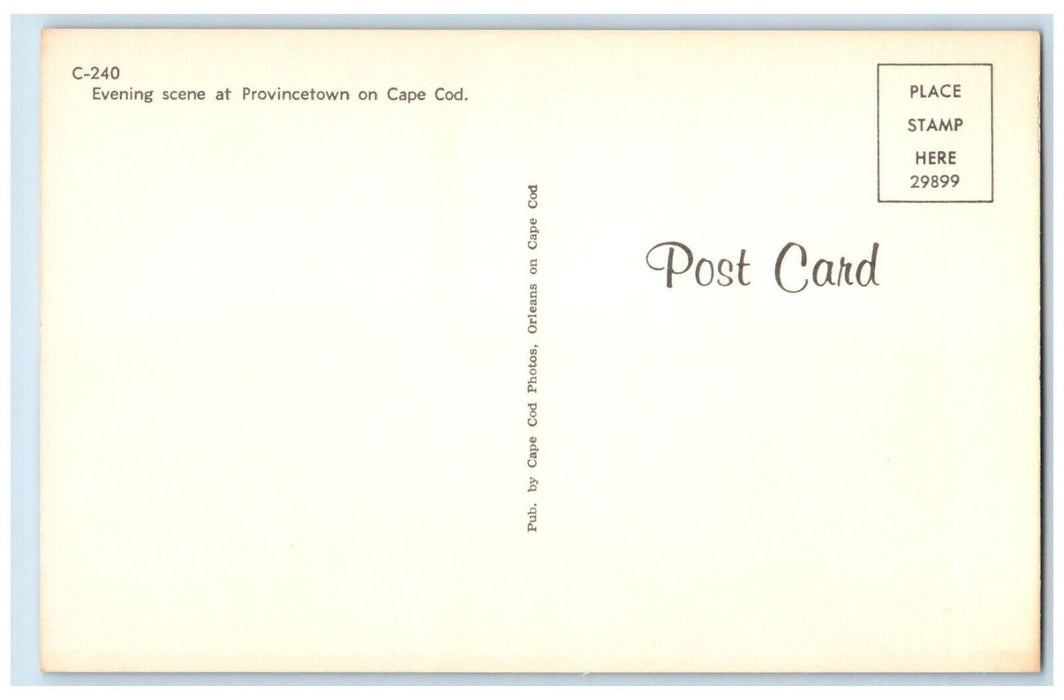 c1970's Boats on Landing Evening Scene at Provincetown on Cape Cod MA Postcard
