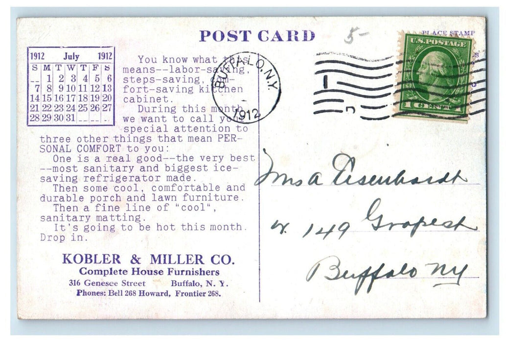 1912 Kobler & Miller Co. Kitchen Interior Stove Advertising Buffalo NY Postcard