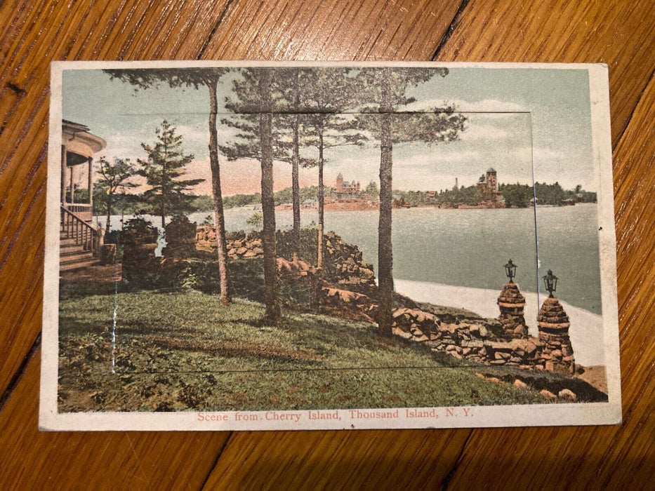 1909 Pull Out Cherry Island Thousand Island New York NY Fold Posted Postcard
