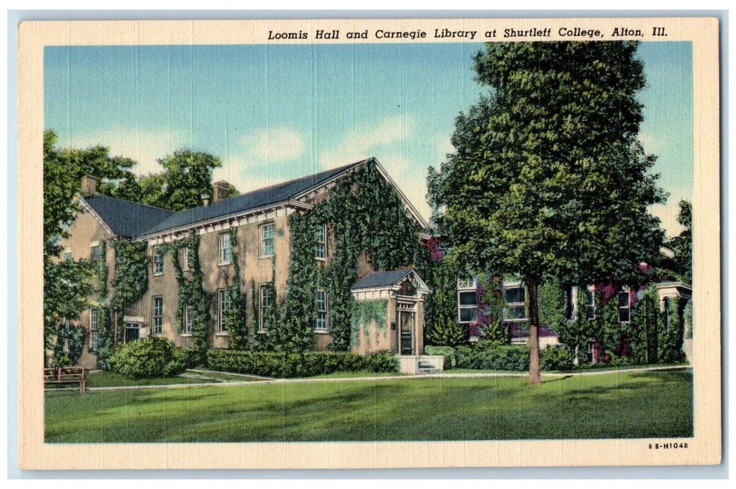 Loomis Hall And Carnegie Library Shurtleff College Alton Illinois IL Postcard