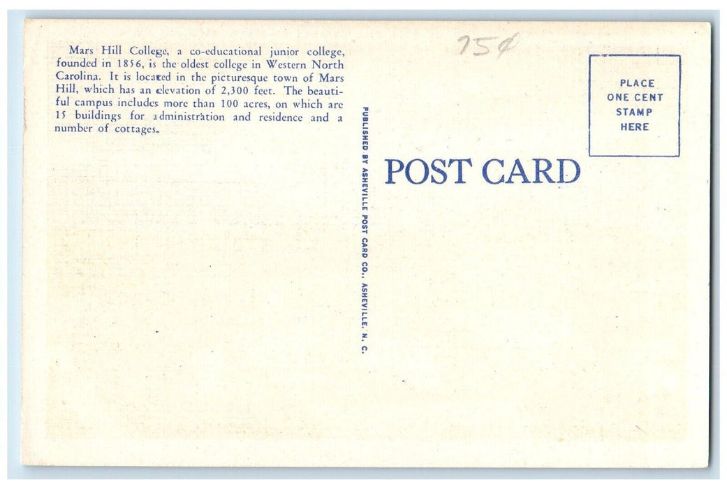 Panaromic View Moonlight Mars Hill College At Night Mars Hill NC Postcard