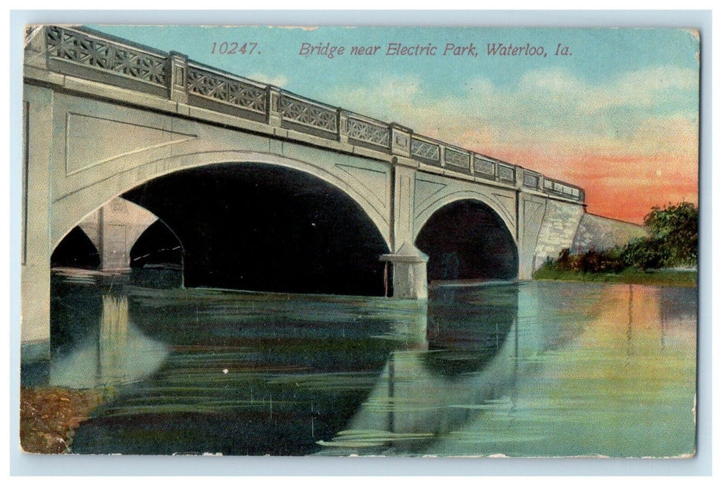 1913 Bridge Near Electric Park Waterloo Iowa IA Posted Antique Postcard