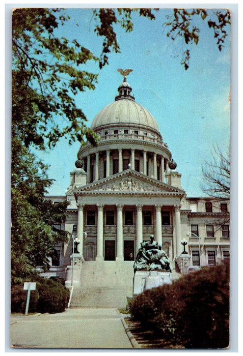 c1950's Monument in Front, Mississippi's New State Capitol Jackson MS Postcard