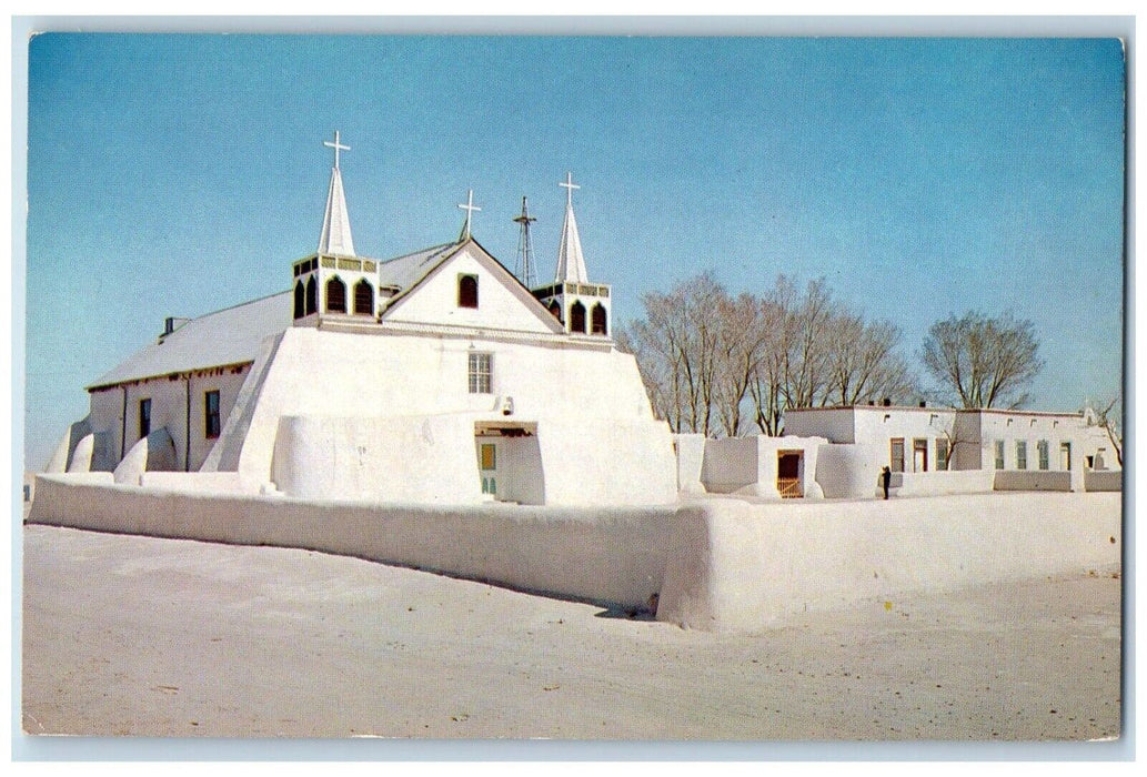 c1960's Exterior View Old Church of St Augustine Isleta New Mexico NM Postcard