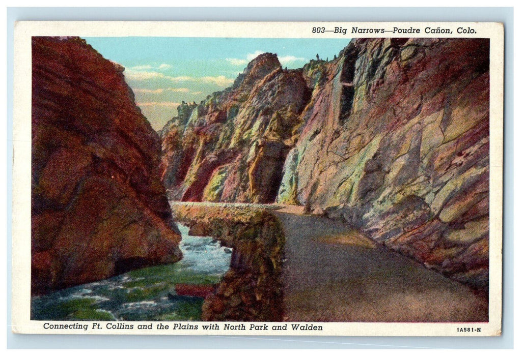 c1930 Big Narrows Poudre Canon Connecting Ft. Collins Colorado CO Postcard