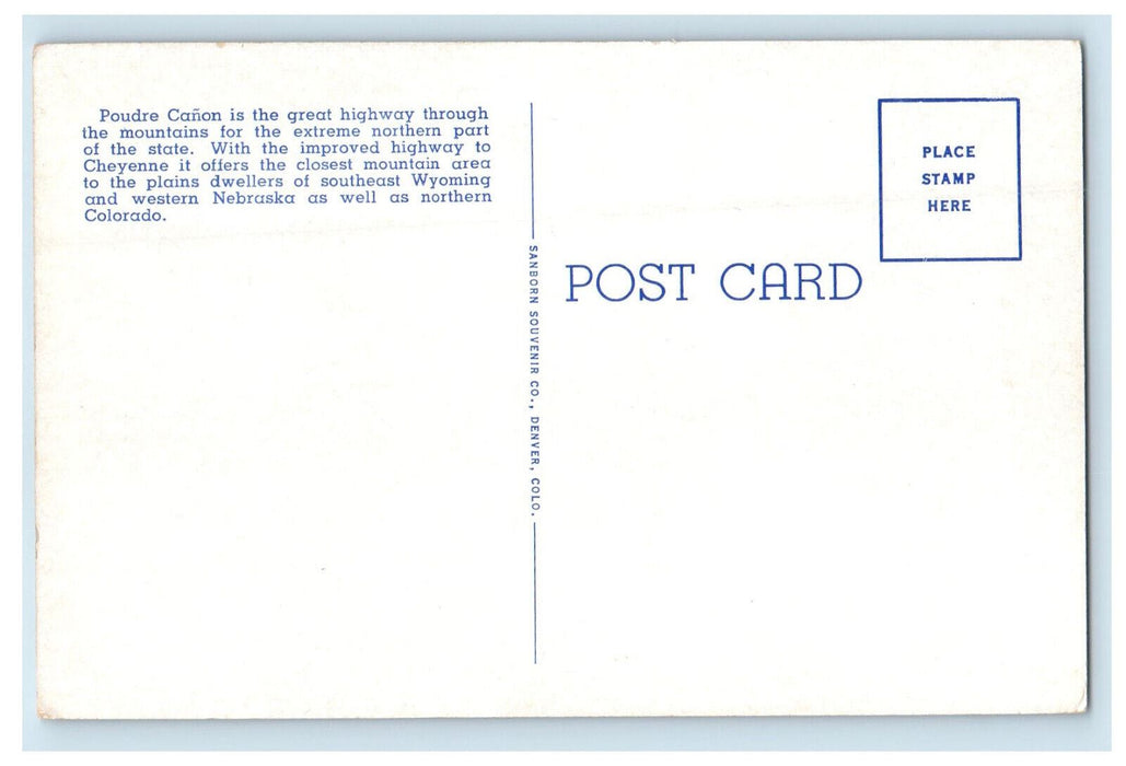 c1930 Big Narrows Poudre Canon Connecting Ft. Collins Colorado CO Postcard