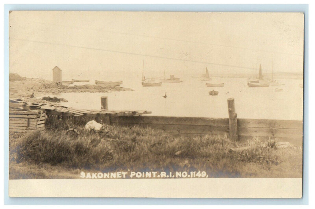 c1905 Sakonnet Point Scene Boat Rhode Island RI RPPC Photo Antique Postcard