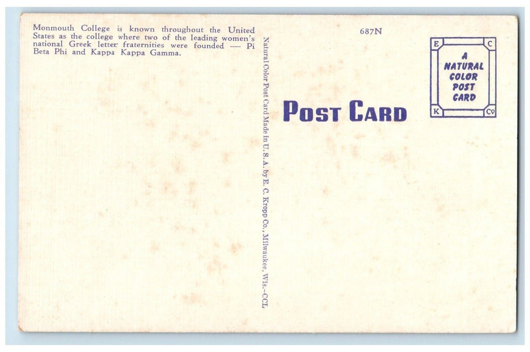 Mc Michael Hall Monmouth College Building Flowers Monmouth Illinois IL Postcard