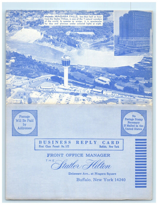 1969 Statler Hilton Hotel Buffalo New York NY Advertising Map Postcard