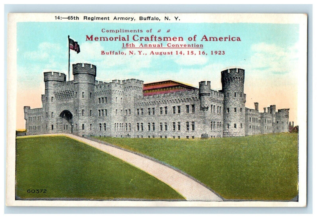 65th Regiment Armory Memorial Craftsmen America Buffalo NY Advertising Postcard