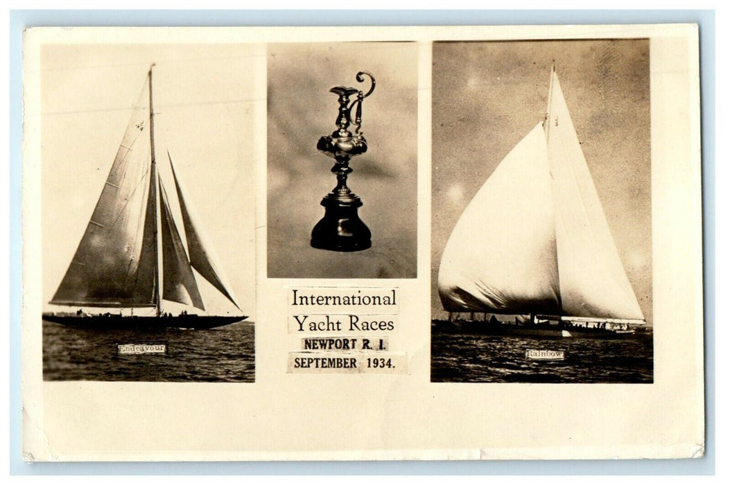 1931 International Yacht Races Newport Rhode Island RI RPPC Photo Postcard