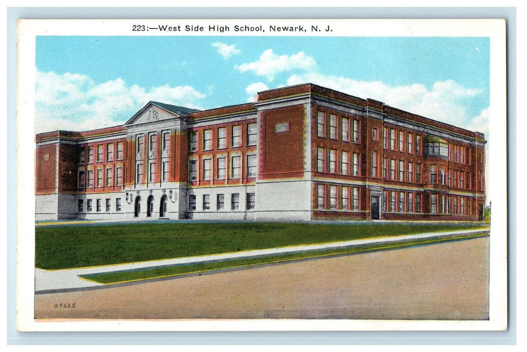 c1930s West Side High School, Newark New Jersey NJ Unposted Postcard