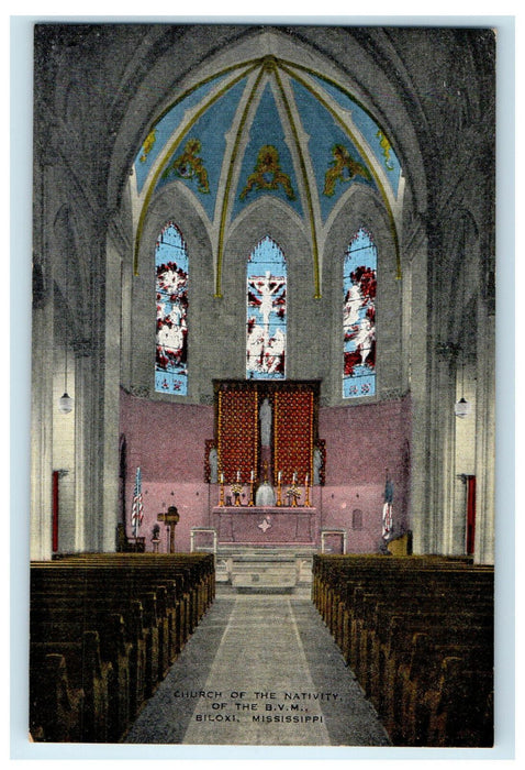 c1930 Church of Nativity of the BVM Biloxi Mississippi MS Unposted Postcard