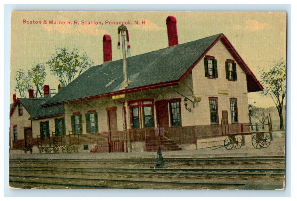 c1910's Boston & Maine R.R Railroad Station Penacook New Hampshire NH Postcard