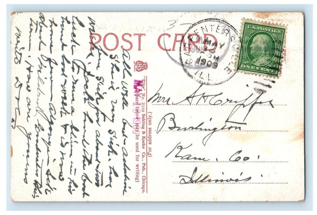 1909 East High School Building Street View Waterloo Iowa IA Antique Postcard