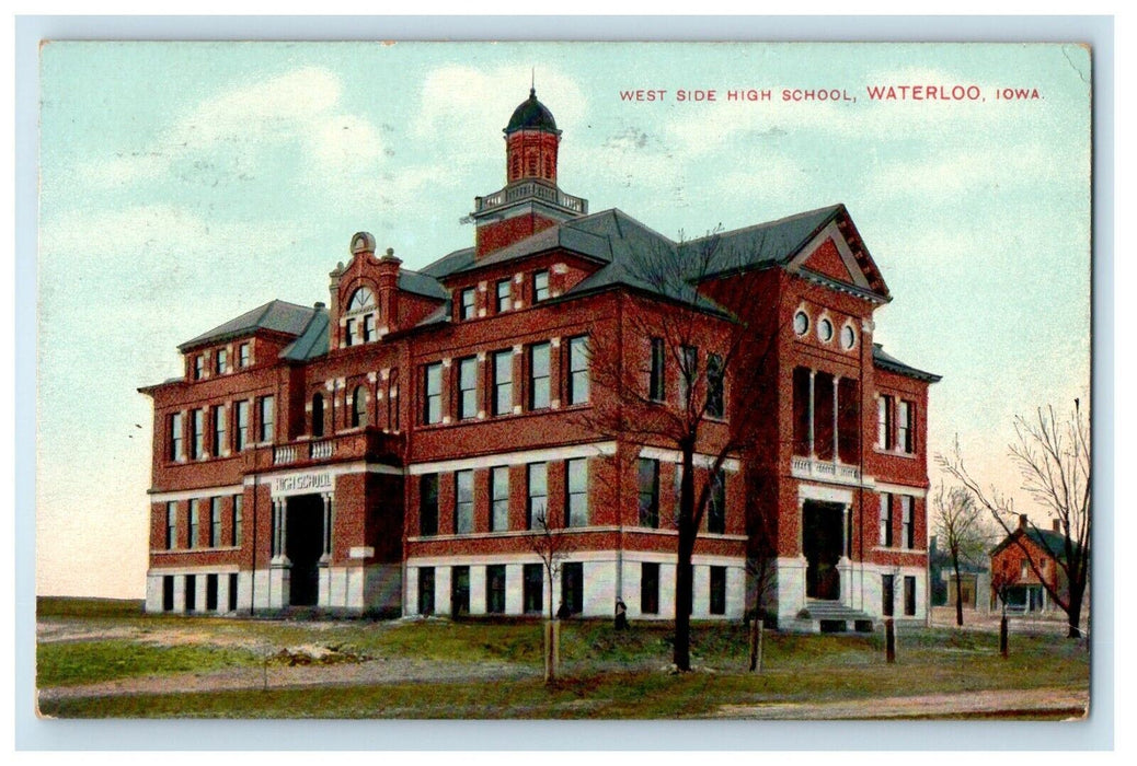 1930 West Side High School Waterloo Iowa IA Posted Vintage Postcard