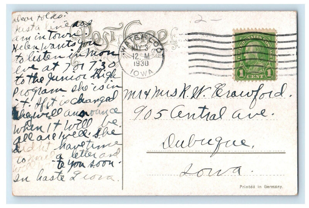 1930 West Side High School Waterloo Iowa IA Posted Vintage Postcard