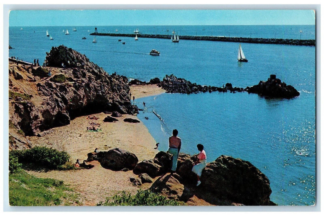 c1970's Boat Scene Entrance to Newport Harbor Corona Del Mar, CA Postcard